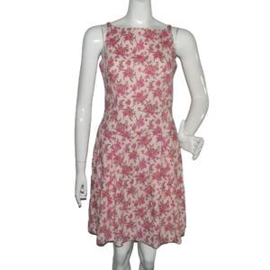 PEEP SHOW Dress, S, Pink Floral, Skater, Wide neck, Sleeveless, Stretch